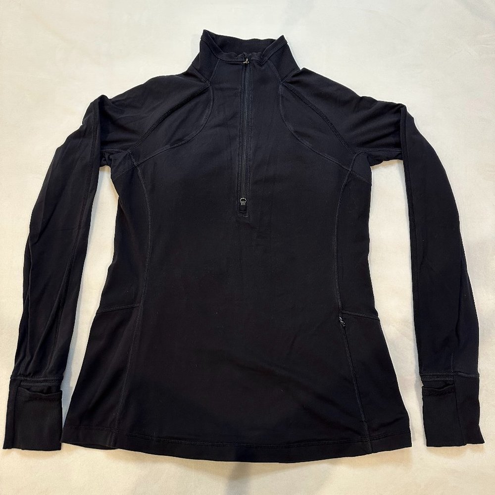 LULU LEMON Quarter Zip Black Pullover - Size 10